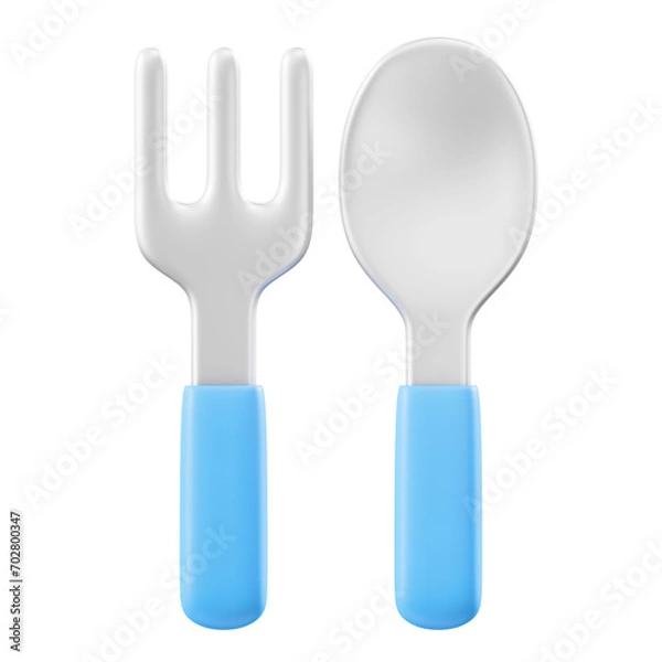 Obraz spoon and fork 3d illustration