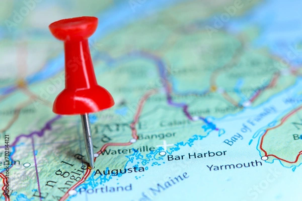 Obraz Augusta, Maine pin on map