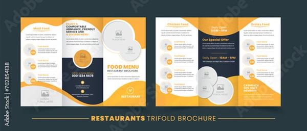 Fototapeta Restaurant Culinary Delight Trifold Menu - Tempting Design for Foodies | Business Advertisement Layout Design | Easy To Edit & Customize	