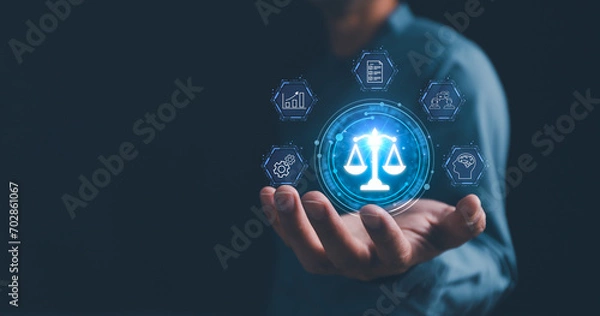 Fototapeta Business ethics and compliance concept, ai ethics Ethical investment, sustainable development. Business integrity and moral. The effective compliance and ethics culture in workplace.