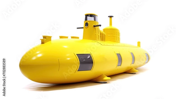 Obraz Yellow toy submarine isolated on white background