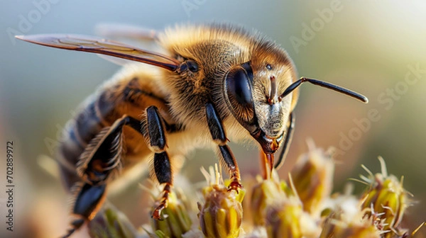 Obraz macro shot of a bee on flower