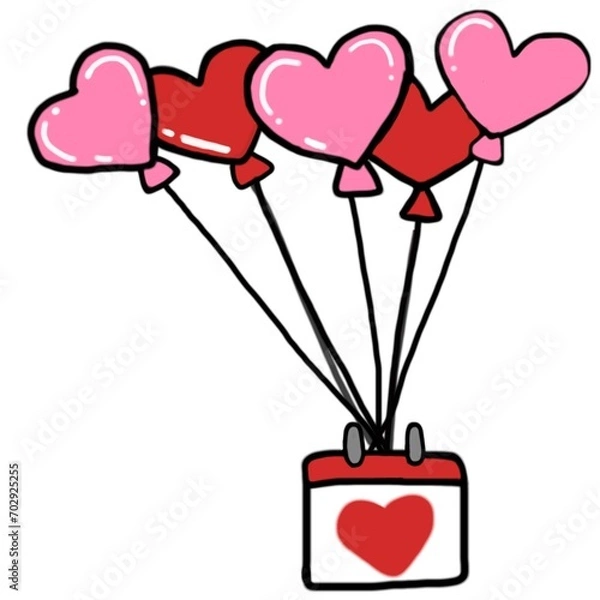 Fototapeta calendar with heart balloons 