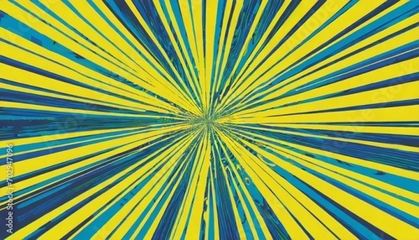 Obraz blue yellow psychedelic acid trip vector unusual creative abstract background radial crazy structure bizarre vibrant abstraction wide wallpaper mushroom hallucination effect trippy art illustration