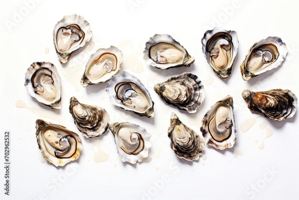 Obraz Fresh oysters on white background