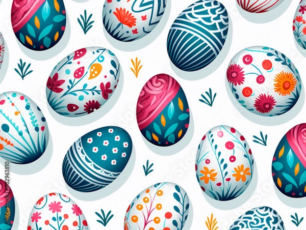 Fototapeta Seamless pattern with Easter eggs. 