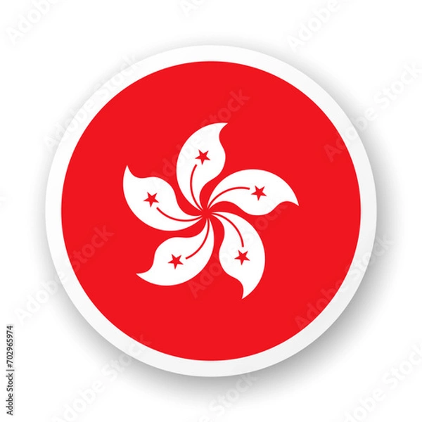 Fototapeta Hong Kong flag flat icon. Round vector element with shadow underneath. Best for mobile apps, UI and web design.