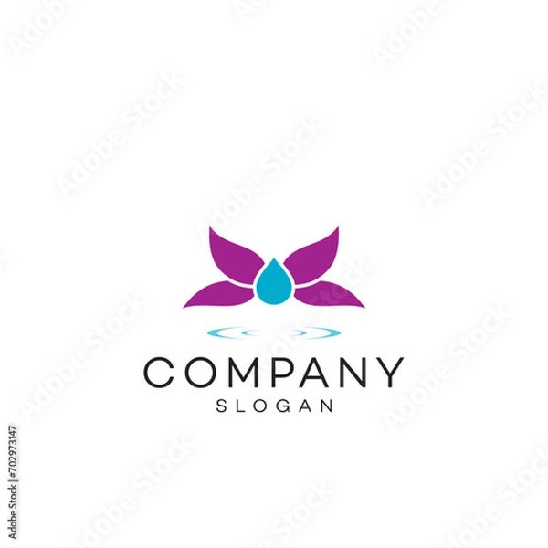 Fototapeta Tulip water drop yoga health beauty clinic logo design timeless emblem brand identity logotype abstract minimalist monogram typography vector logo