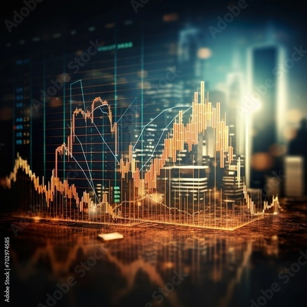 Fototapeta Investment finance chart,stock market business and exchange financial growth graph. - Generative AI