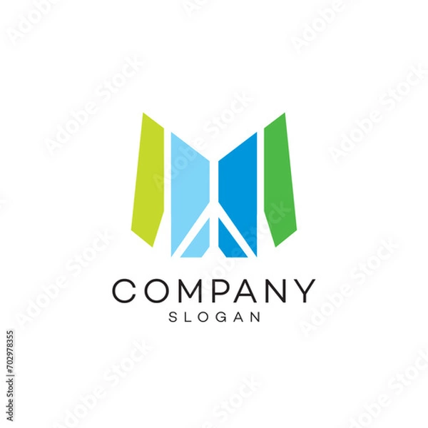 Fototapeta Book library education map paper logo design timeless emblem brand identity logotype abstract minimalist monogram typography vector logo