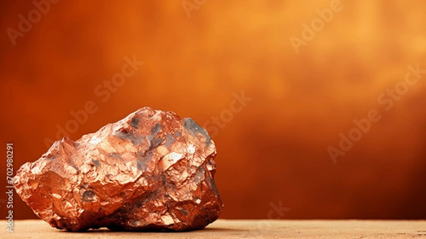 Fototapeta Copper Ore Majesty on Rustic Orange Backdrop - Nature's Raw Beauty Meets Artistic Display