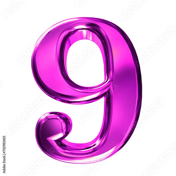 Fototapeta Purple symbol with bevel. number 9