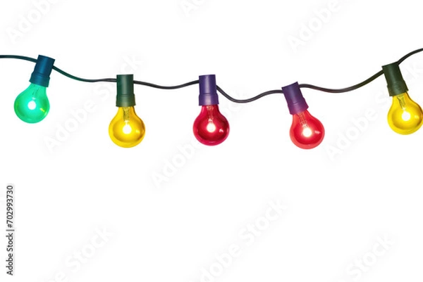 Obraz String of christmas lights isolated on white background. Generative AI