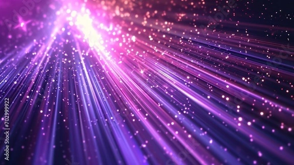 Fototapeta An abstract purple background featuring burst line lights and a speed effect
