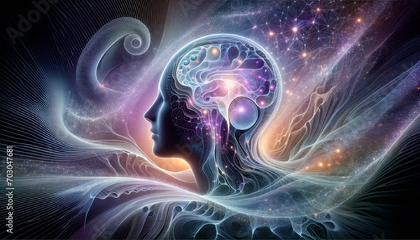 Obraz Mind-Machine Harmony: Tranquil Fusion of Human and Technology