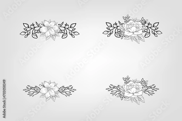 Fototapeta Set botanic blossom floral elements Decorative for Invitation