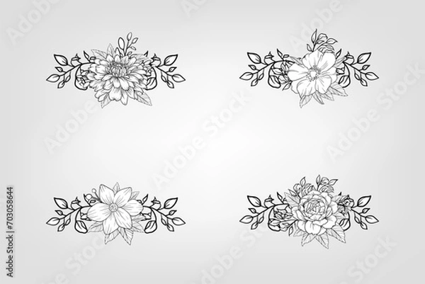 Fototapeta Set botanic blossom floral elements Decorative for Invitation