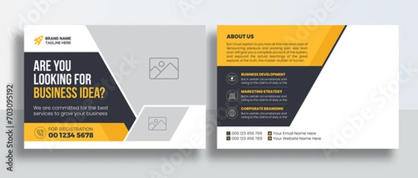 Fototapeta Corporate Postcard or Eddm postcard design template, Corporate Business Postcard Template Design, Simple and Clean Modern Minimal Postcard Template, Business Postcard Layout	