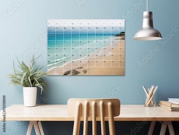 Obraz Elegant Wall Calendar Mockup for Home and Office - AI Generated