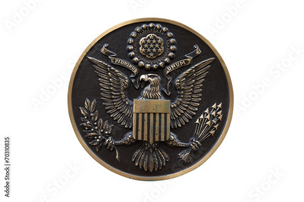 Obraz Bronze seal of the United States isolated on white background