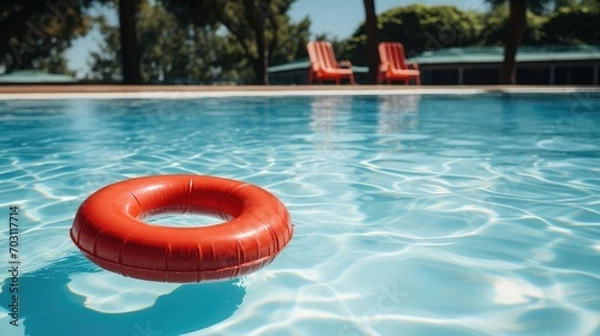 Obraz Red swimming pool ring in swimming pool