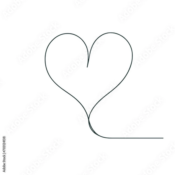 Fototapeta outline of the heart in one line, transparent background