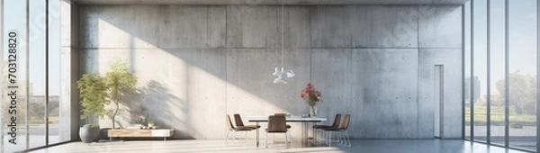 Obraz 3d beautiful bright interior render with big windows and concrete floor