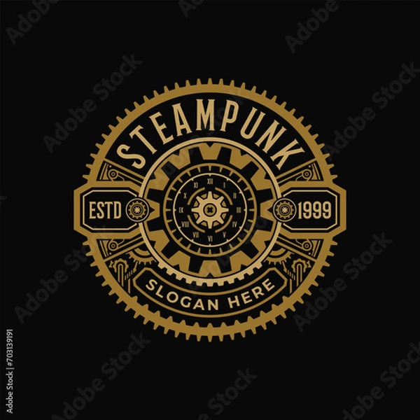 Fototapeta illustration of steampunk badger gear circle