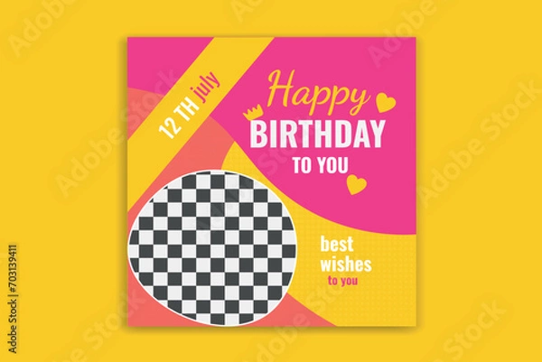 Obraz  new birthday card birthday template invitation banner design