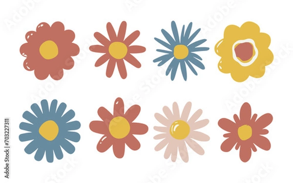 Fototapeta Abstract flowers vector clipart. Spring illustration.