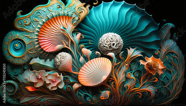 Fototapeta Herbal Bliss: A Flower Head Bouquet of Tranquil Scenery for Smelling the Blue Hues - ai generated