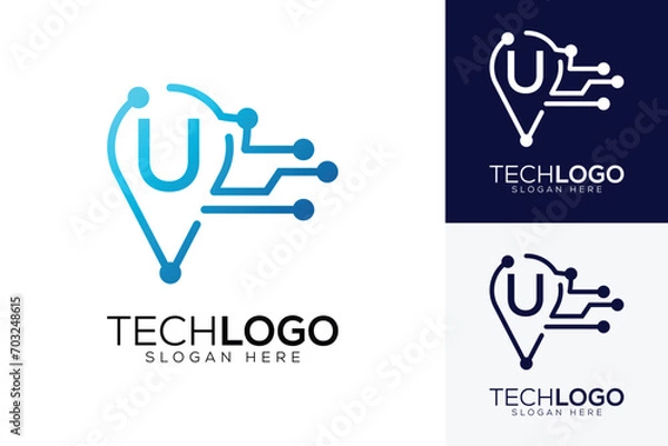 Fototapeta vector technology  letter u logo