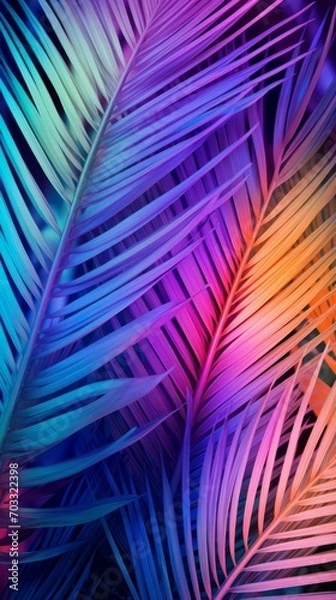 Fototapeta A close up of a colorful palm leaf
