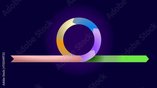 Fototapeta Virtuous circle diagram without text, wheel of sprint methodology, four parts graphic explanation virtuous cycle  on blue background. Space for text.