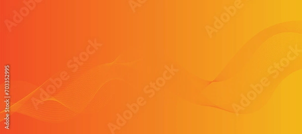 Fototapeta Vector abstract orange background with dynamic orange waves, lines, and particles.