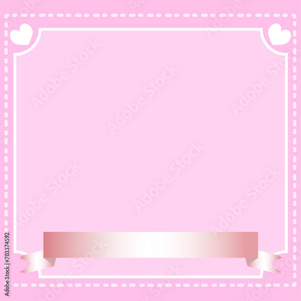 Obraz ピンク色のリボンとフレーム