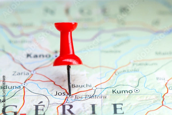 Obraz Jos, Nigeria pin on map