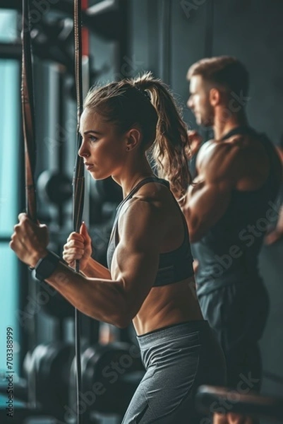 Obraz people training in gym