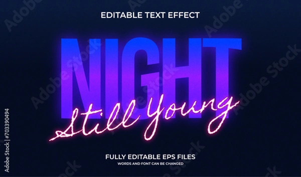 Obraz Night club neon blue and purple editable text effect