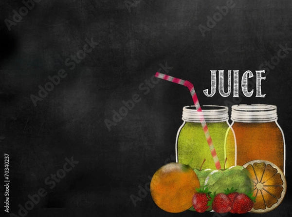 Obraz fruit Juicing theme chalkboard blackboard with copy space