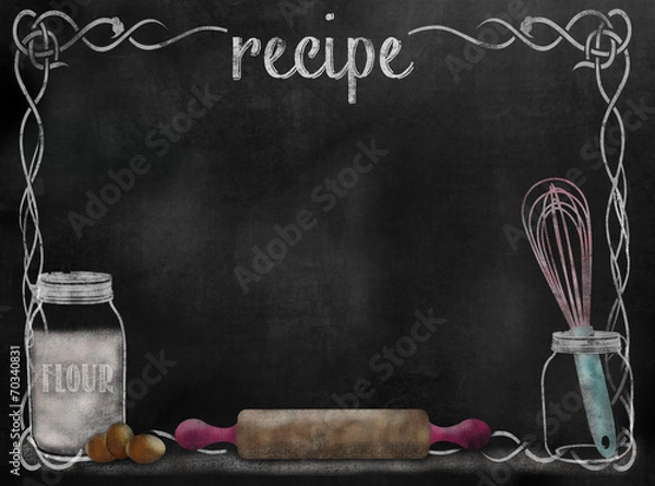 Obraz Tablica Przepis tło z elementów do pieczenia