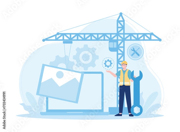 Fototapeta under construction concept flat illustration