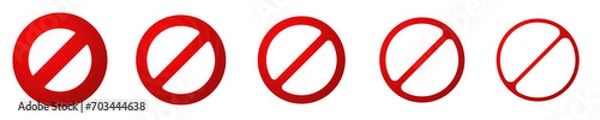 Fototapeta Circle red prohibit cross sign. Wide and thin ban forbid symbol