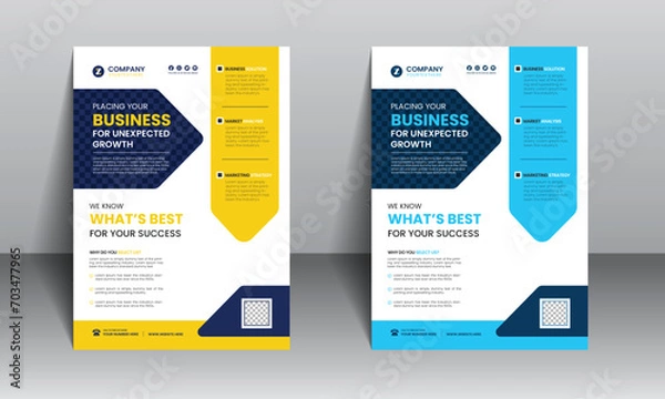 Fototapeta Flyer design for business, Travel, Education and home sale etc. Brochure in A4 size with colorful design.