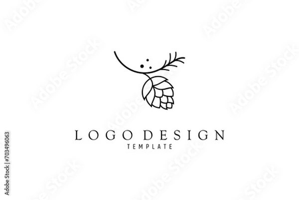Fototapeta pine cone logo in modern line art design style