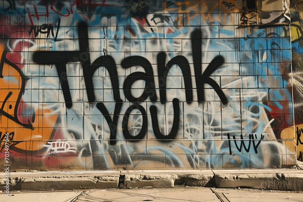 Obraz "Thank you" written in an urban graffiti style. Great for presentation end screens.