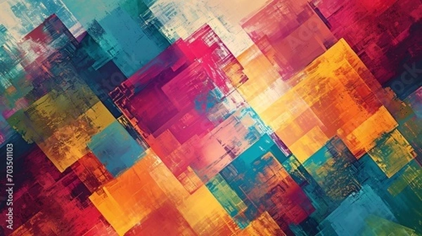 Fototapeta Vibrant, abstract, square design with geometric elements.