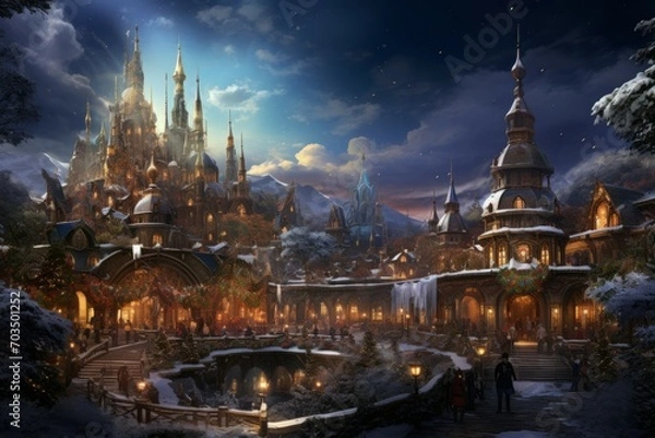 Fototapeta Yuletide Markets - Generative AI