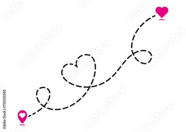 Fototapeta distance love concept. map distance path vector illustration minimalist style