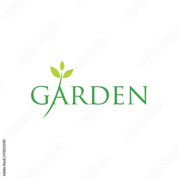 Fototapeta Name garden nature and fower landscaping logo design timeless emblem brand identity logotype abstract minimalist monogram typography vector logo